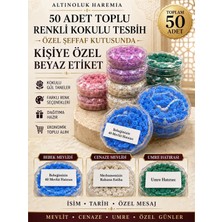 Altınoluk Haremia 50'li Kokulu Tesbih Seti – Gül Taneli Özel Kutulu Kişiye Özel Etiketli