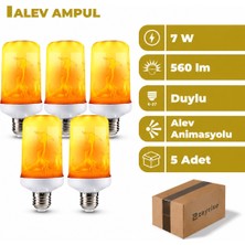 Zeyrise 7W E27 Duylu Alev Efektli LED Ampul 5'li Paket