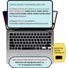 Str Store MacBook Rusça Klavye Koruyucu Us Amerikan Enter M1-M5 | A2681 A3113 A3240 A3449 A2941 A3241 A2442 A2779 A2992 A2485 A2991 | Russian Keyboard Cover Touch Id Siyah