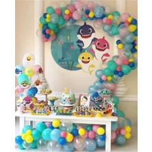 King Shark 100 Adet Metalik Balon ve Balon Zinciri (K.mavi, Mint Yeşili, Şeffaf, Sarı Pembe) Konsept