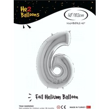 King Shark Balon 6 Rakam Gümüş Folyo Balon 40 Inç