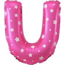 King Shark 16 Inç 35 cm Pembe Folyo Harf Balon U