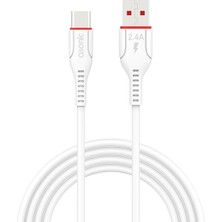 Str Store AS-X406 2A Type-C 1m Beyaz Data + 2.4A Hızlı Şarj Kablosu 1 Metre