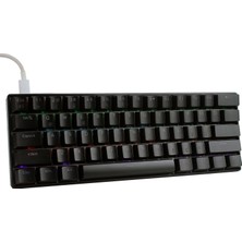 Str Store H61K Mini Mekanik Kablolu Gaming Oyuncu Klavye Türkçe Q Blue Switch 17 Ad Rgb LED Işık Modlu 61 Tuşlu (Siyah)