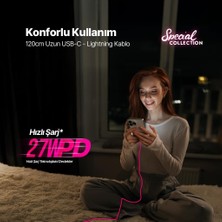 Str Store Usb-C - Lightning Hızlı Şarj Kablosu 120CM Neon (Neon Pembe)