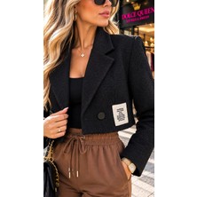 Dolce Queen Kadın Siyah Crop Blazer Ceket