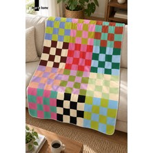 Marte Home 100X170 cm Renkli Desenli Tek Taraf Dijital Baskılı Polar Tv Battaniyesi