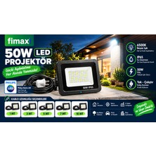 Fimaxi 50W Phılıps LED Projektör 10 Metre Kablolu Fişli LED 6500K Beyaz Işık IP65 Su Geçirmez Tak Çalıştır