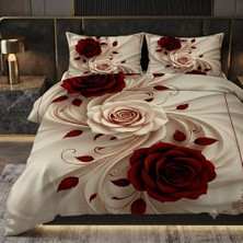 Elmas Dizayn 240X260 cm Çift Kişilik Nevresim Takımı Pamuk Saten Hipoalerjenik Gül ve Inci Leke Tutmaz Premium King Ranforce Battal Luxury Deluxe Doku
