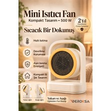Veroksa HT-100 Mini Fanlı Isıtıcı 500 W Taşınabilir Masa Üstü ve Masa Altı Elektrikli Isıtıcı, Küçük Ortam Isıtıcısı, Ani Hava Isıtıcı