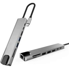 Esranın Dünyası 8 Portlu Macbook Çevirici Type C Hub  Sd Tf USB Çoğaltıcı Ethernet