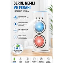 Esranın Dünyası Çift Başlıklı Sprey Fan Nemlendirici ve Renkli LED Işıklı Beyaz