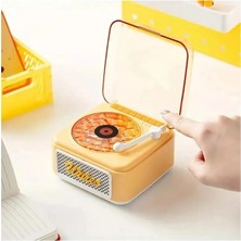 Esranın Dünyası Nostalji Mini Plak Görünümlü Radyolu Bluetooth Hoparlör 3D Ses Dalgası Retro Müzik Plak Sarı