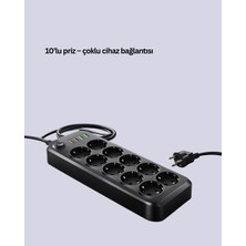 Esranın Dünyası Termal Akım Korumalı USB Type-C Girişli 10'lu Grup Priz 2500W Güç Kapasitesi (Kopya)