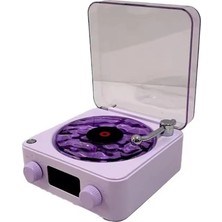 Esranın Dünyası Waves Nostalji Plak Görünümlü Bluetooth Hoparlör 3D Ses Dalgası Retro Müzik Plak Mor