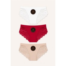 Hb Trend Fantazi Külot Soft Renkler Lazer Kesim Külot Arkası Dantel Detaylı 3'lü Ekonomik Set