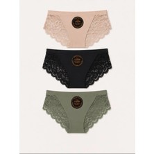 Hb Trend Fantazi Külot Soft Renkler Lazer Kesim Külot Arkası Dantel Detaylı 3'lü Ekonomik Set