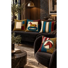 Marte Home Equest - Renkli Çift Taraf Dijital Baskılı 4'lü Kırlent Kılıfı Seti - 43X43 cm