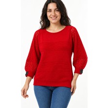 Etki Moda Kadın Simli 4/3 Kapri Kol Triko Bluz