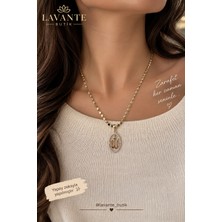 Lavante Butik Kadın Oval Allah Yazılı Pul Ezme Zincir Çelik Kolye