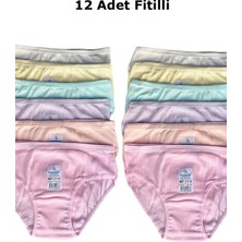 Dondeza 12 Li Pamuklu Fitilli Kaşkorse Pastel Renk Kız Çocuk Bikini Külot-Fitilli Pastel-11-
