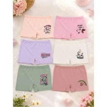 Hb Trend 6 Lı Renkli Desenli Soft Mat Renkli Sevimli Kız Çocuk Slip (Külot) Pamuklu Cilt Dostu