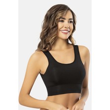 Hb Trend Kadın Siyah Sırtı Çarpraz Detalı Crop Krop Büstiyer