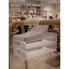 Alse Butik 10 Adet Çift Askılı Şeffaf Şal-Eşarp Askı Dolap Düzenleyici