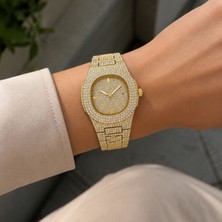 Laria Jewelry Taşlı Iced Out Saat Gold Renk