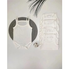 Rany Baby Kids 5'li 0-5 Yaş Ip Askılı Bebek Atlet Body Ribana Beyaz Yeni Doğan Hastane Çıkışı