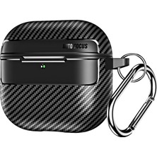 Str Store Airpods 4. Nesil Uyumlu Karbon Fiber Hybrid Polymer Technology Premium Kulaklık Kılıfı (Siyah)