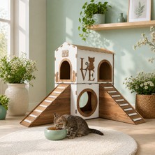 Seventeen Design Dublex Küçük Kedi Evi, Küçük Kedi Yatağı, Iki Katlı Kedi Evi, Küçük Kedi Yuvası, Kedi Oyun Alanı