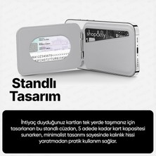 Str Store iPhone Için Magsafe ile Uyumlu 2’si 1 Arada Cüzdan ve Stand Manyetik Kartlık Yenilenmiş V2 Güçlü Mıktanıs ile Süper Yapışma ve Sağlam Tutuş (Açık Gri, Stand)
