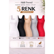 Tutku Kadın Renkli Geniş Askılı Elastan Atlet 5 Renk 5 Adet (Kırmızı Ten Siyah Beyaz Gri)