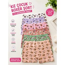 Hb Trend 6 Lı Renkli Desenli Soft Mat Renkli Sevimli Kız Çocuk Boxer (Şort)