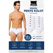 Tutku 12'li Beyaz Erkek Penye Slip Külot - %100 Pamuk - Nefes Alan Yumuşak Doku