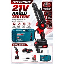 hypermax Kömürsüz Çift Batarya Şarjlı Testere Dal Kesme Dal Budama Makinesi
