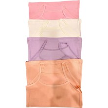 Hb Trend Pamuklu Penye Kız Çocuk Fitilli Soft Pastel Renkli Atlet 4'lü Konforlu Set