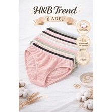 Hb Trend Kadın 6'lı Fitilli Pamuklu Külot Seti - Soft Mat Renkli Nefes Alan Doku