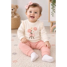 Nikuby Yavruağzı Renkli Çiçekli Bebe Alt-Üst Takım