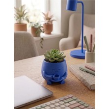 Kahve Içen Sevimli Figürlü Mini Sukulent ve Kaktüs Saksısı 8x6 cm Masaüstü Ofis Dekorasyonu