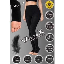 WibteX Orta Basınçlı Varis Çorabı Külotlu Açık Burun Siyah Renk 5 NUMARA 2XL Beden