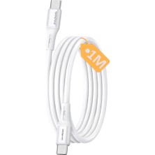 Hsc Bilişim Type C-C Hızlı Şarj Kablosu, 60WATT Pd Hızlı Şarj, 1metre, iPhone 15/16/17 ve Andoid Için, Beyaz/gü