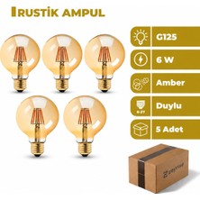 Zeyrise 6W G125 E27 Duylu Rustik LED Ampul Amber Işık 5'li Paket