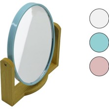 Str Store Ibico İ15-022 -5006 (Oval) (8"= 20.5X15.5CM) (Ahşap Bambu Ayaklı) Makyaj Aynası (Çift Taraflı) (Renkli Plastik Çerçeve)*48