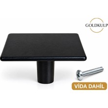 Modern Kare Düğme Kulp 35MM- Ağır Zamak Metal - Gold / Siyah Lüks Mutfak ve Çekmece Kulbu