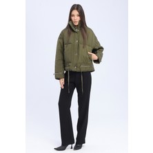 Bella Bloom Boutique Kadın Oversize Şişme Mont – Yüksek Yaka, Fermuarlı ve Cepli