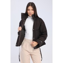 Bella Bloom Boutique Kadın Oversize Şişme Mont – Yüksek Yaka, Fermuarlı ve Cepli