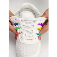 Srtfootcare Tak Bırak Akıllı Lastik Bağcık 1 Çift Beyaz Kilitli Elastik Ayakkabı Bağcığı