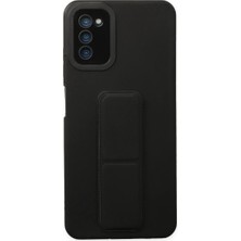 Toptan Budur Samsung Galaxy A03S Kılıf Mega Standlı Silikon - Siyah